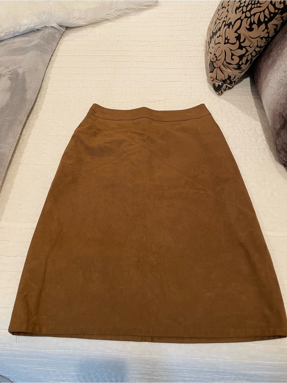 Chico's Faux Suede Camel Pencil Skirt